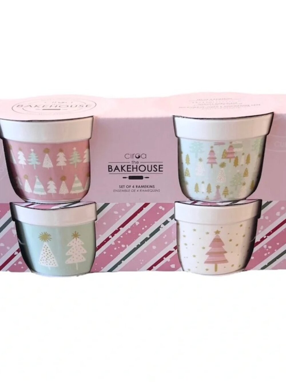 The Bakehouse Holiday Pastel  4 Tree Ramekins NWT!
